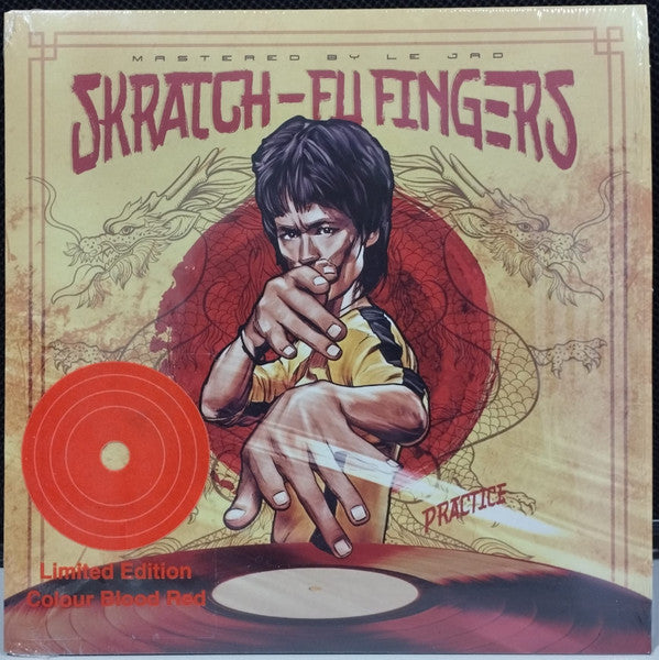 Vinyl record cover featuring Bruce Lee illustration and a red circle design.