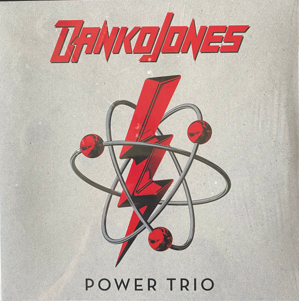 Danko Jones "Power Trio" vinyl record cover with red lightning bolt atom.