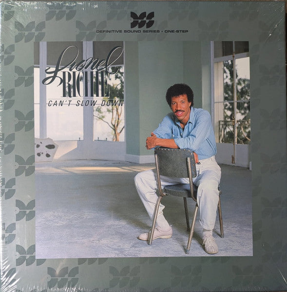 Lionel Richie album cover, "Can't Slow Down," seated portrait, vinyl record.