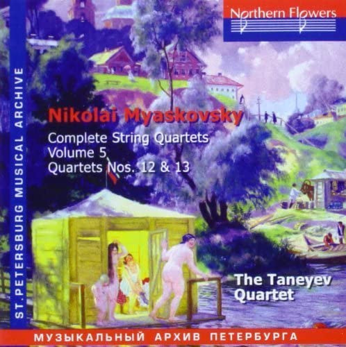 CD cover: pastoral scene, text “Nikolai Myaskovsky – Complete String Quartets.”