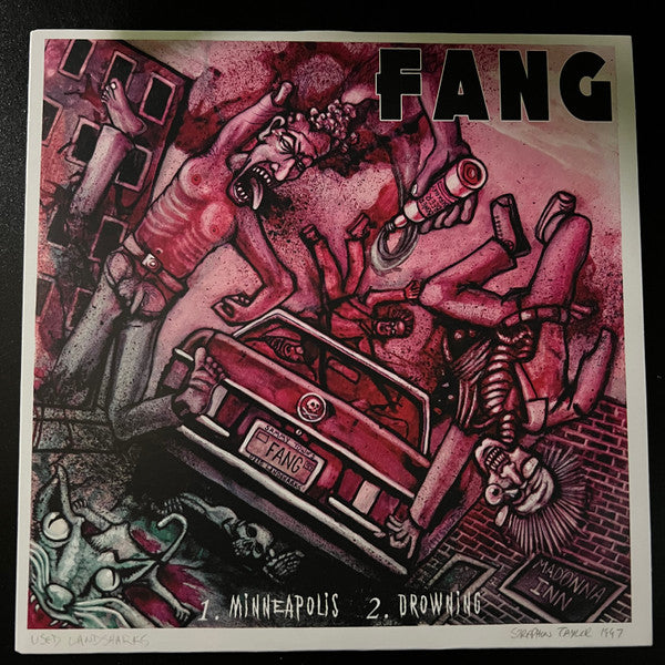 Vinyl record cover: pink illustration of a chaotic, violent scene.