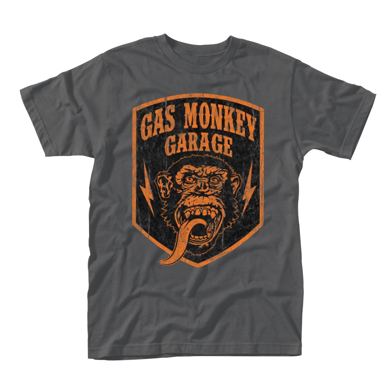Plastic Head Men's Gas Monkey Garage Shield T-Shirt, Grey, Small