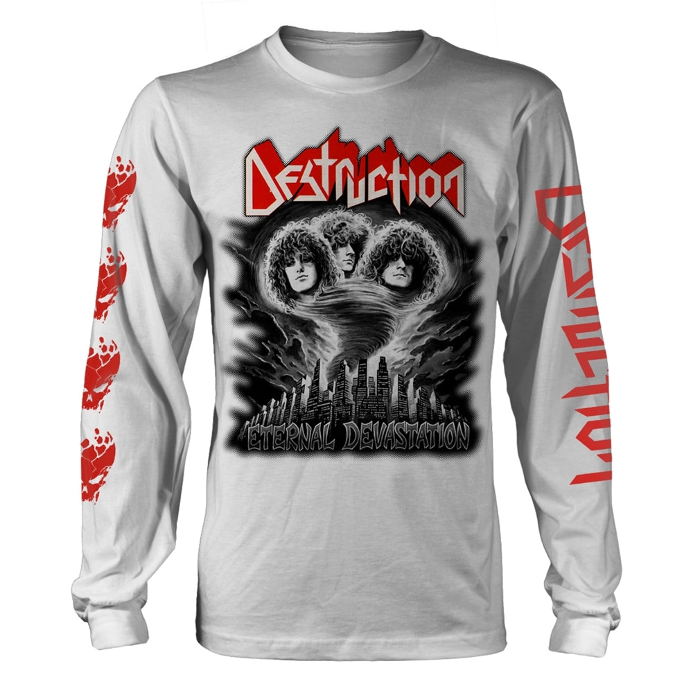 Destruction T Shirt Eternal Devastation Official Mens White Long Sleeve XL