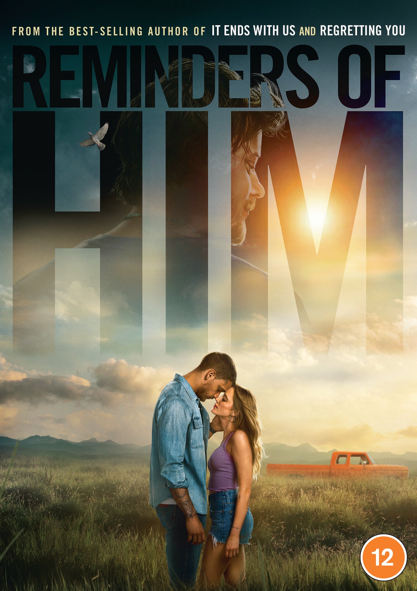 DVD cover for “Reminders of Him” featuring a couple embracing in a field.
