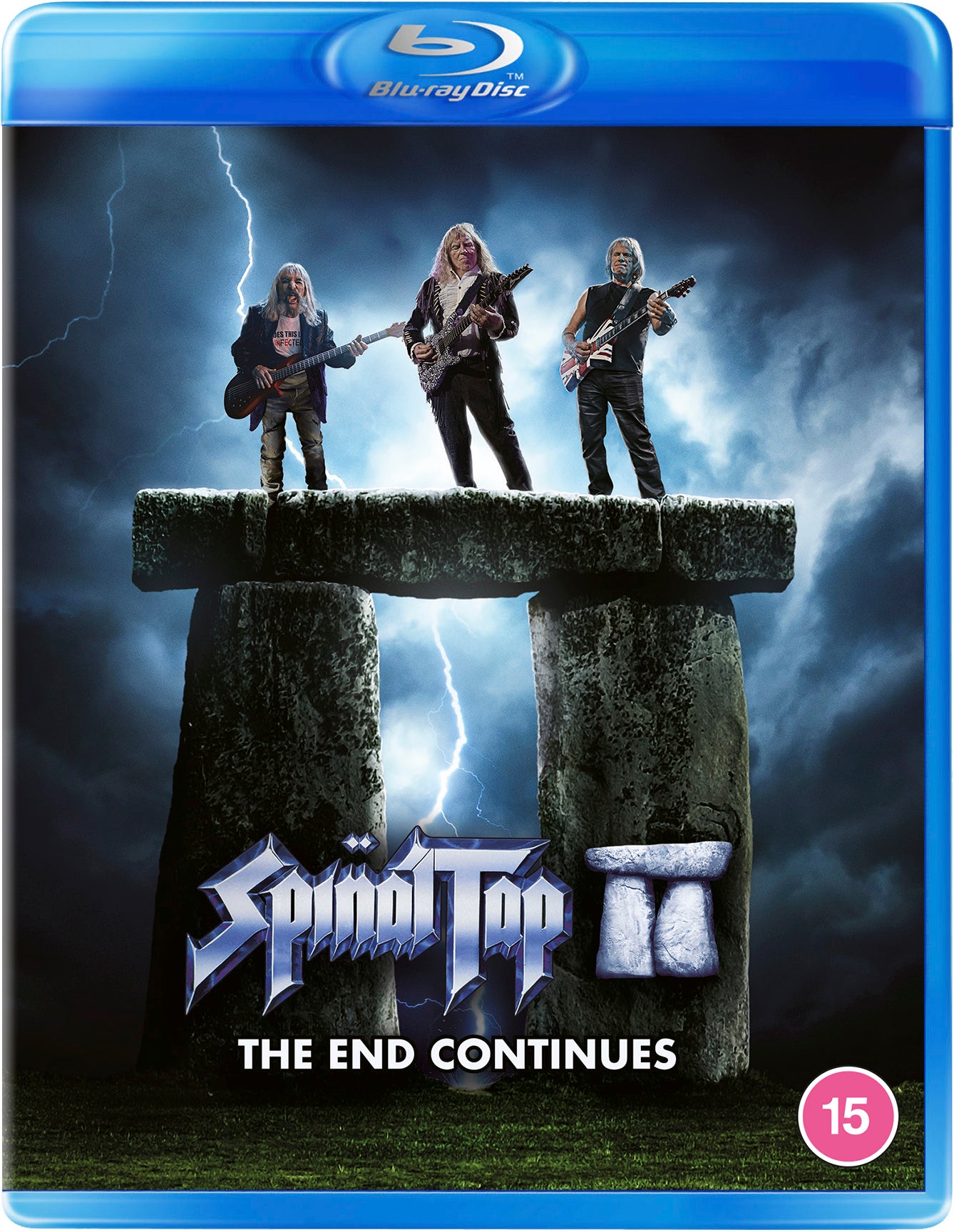 Spinal Tap II" Blu-ray cover featuring band members at Stonehenge.