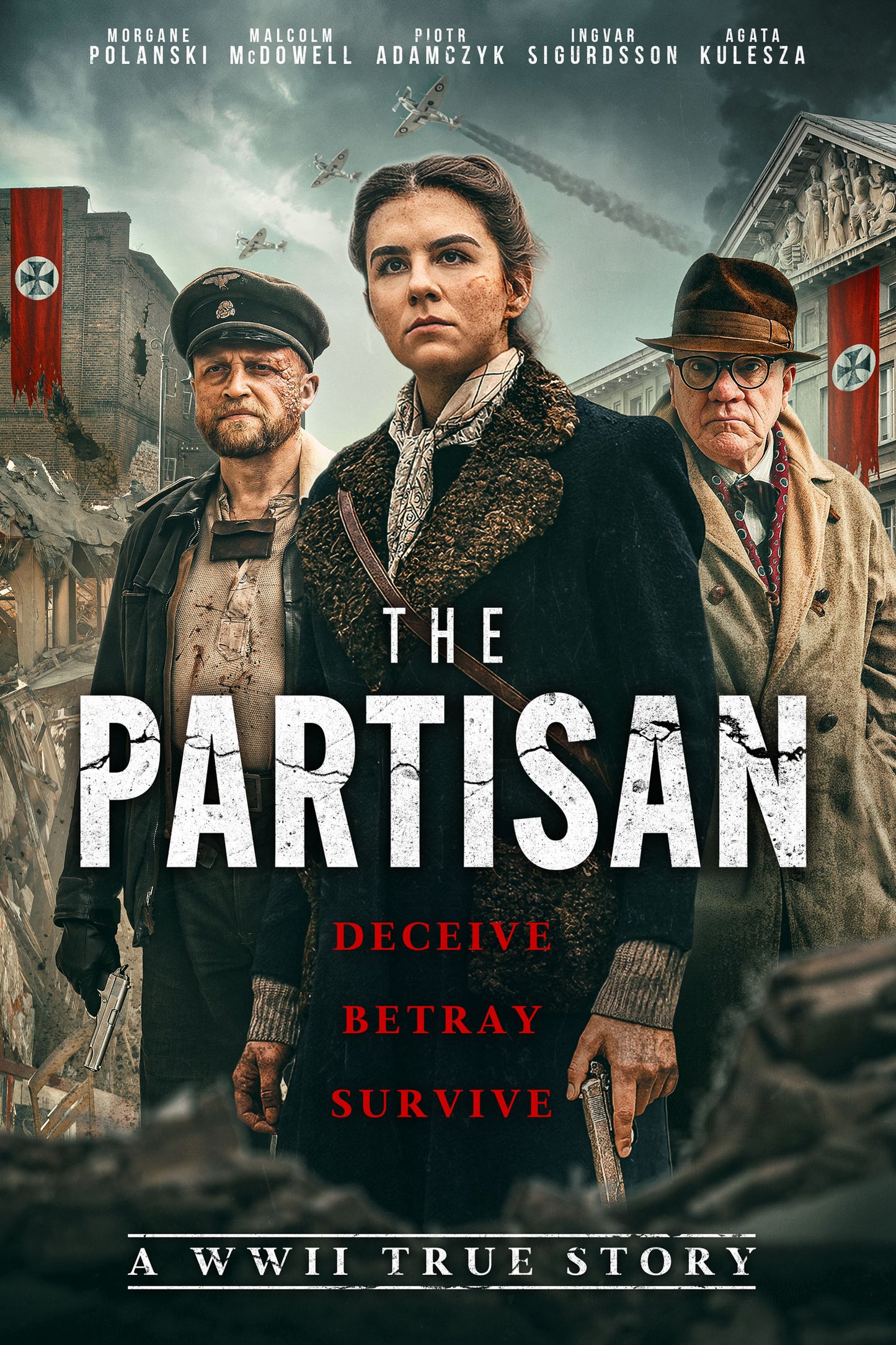 DVD cover for "The Partisan," a WWII drama with three figures.