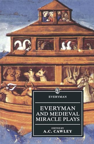 Book cover depicting Noah’s Ark with animals and text: “Everyman and Medieval Miracle Plays.”