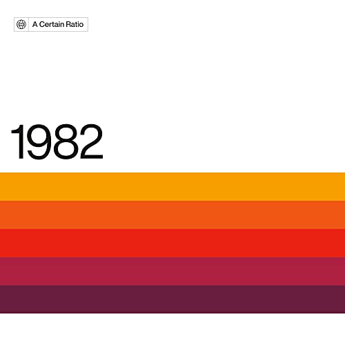 Album cover for A Certain Ratio’s “1982” with colorful stripes.