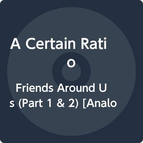 Dark blue vinyl record with white text: "A Certain Ratio - Friends Around Us".