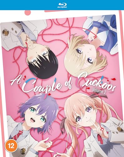 “A Couple of Cuckoos” Blu-ray cover with four anime characters and red threads.