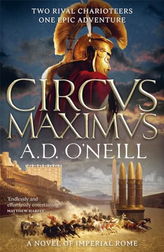 Book cover depicting Roman chariot racers and the title "Circus Maximus".