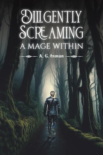 Book cover: man walking away into a dark, misty forest.