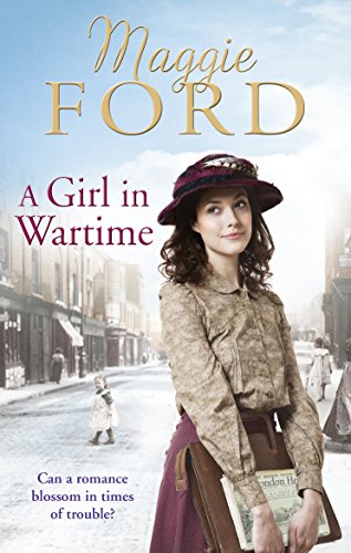 Book cover: young woman in vintage clothing, wartime street background.