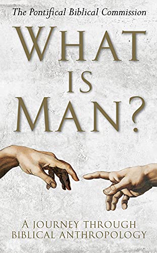 Book cover: "What Is Man?" with image of reaching hands.
