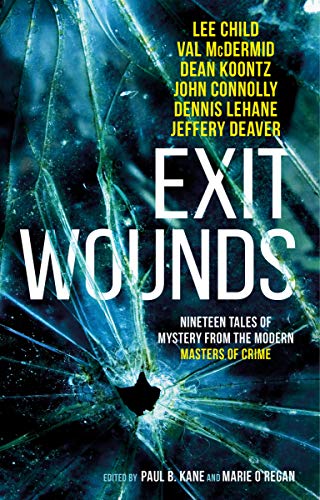 Book cover for "Exit Wounds" with cracked glass and white text.