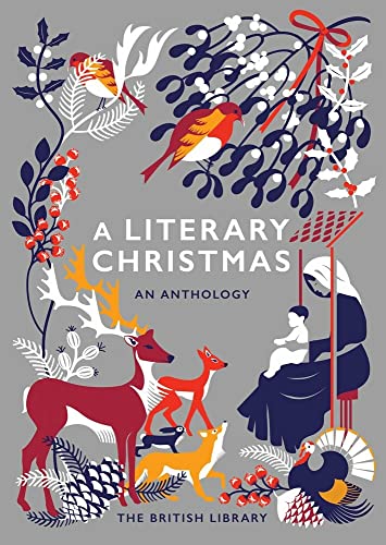 Book cover: “A Literary Christmas” with winter wildlife and foliage.