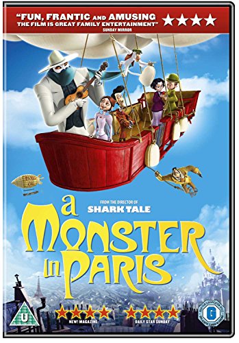 DVD cover for “A Monster In Paris” showing characters in a hot air balloon.
