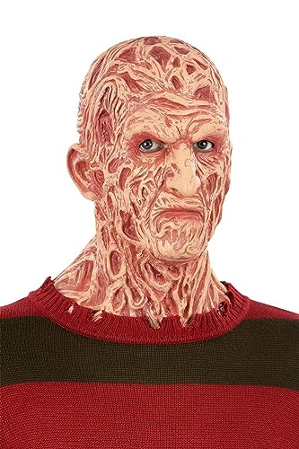 Freddy Krueger mask with heavily scarred, burnt-looking skin and intense eyes.