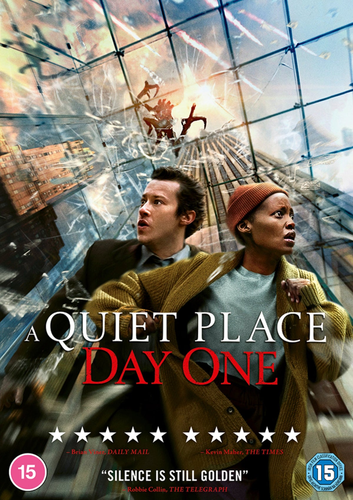 A Quiet Place: Day One" DVD cover featuring two people in a city scene.