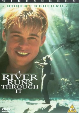 DVD cover for "A River Runs Through It" featuring a fly fisherman.
