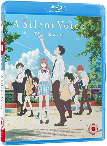 Blu-ray case for "A Silent Voice" featuring anime characters outdoors.
