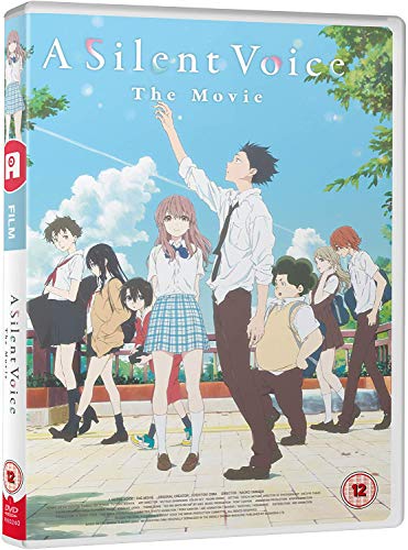 DVD cover for “A Silent Voice” featuring anime school children.