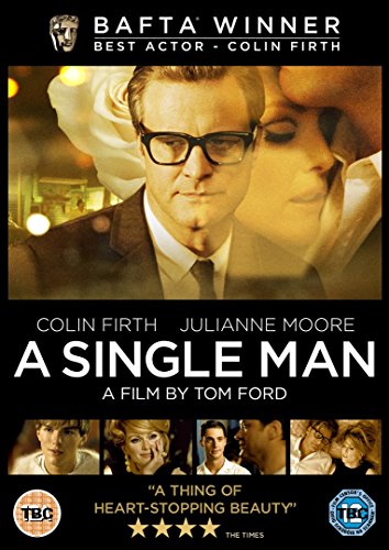 A Single Man" DVD cover featuring Colin Firth in glasses and a suit.