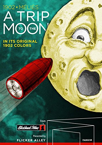 1902 film poster: a rocket flying towards a face in the moon.