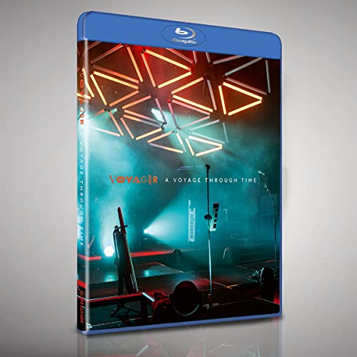 A Voyage Through Time" Blu-ray case with abstract neon and stage lighting.