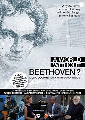 DVD cover for "A World Without Beethoven?" featuring portraits and musical scores.