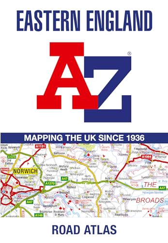 Front cover of Eastern England A-Z Road Atlas featuring a map of Norwich area.