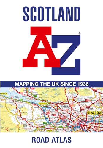 Cover of "Scotland A-Z Road Atlas" showing roads and place names.
