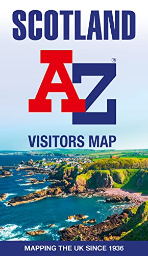 Scotland A-Z Visitors Map cover with coastal landscape and large lettering.