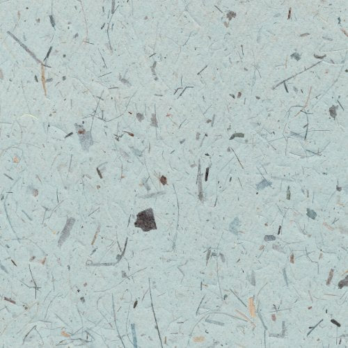 Close-up of textured, pale blue-grey paper with visible fiber flecks.