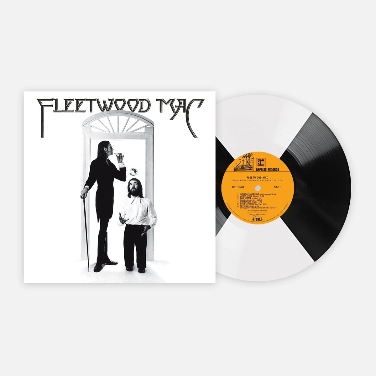 Fleetwood Mac album cover with black and white vinyl record.