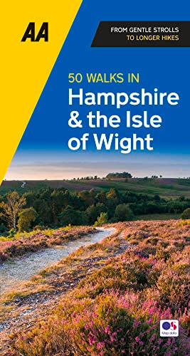 Book cover: "50 Walks In Hampshire & Isle of Wight" with landscape view.