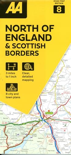 AA Road Map of North England & Scottish Borders, detailed regional map.