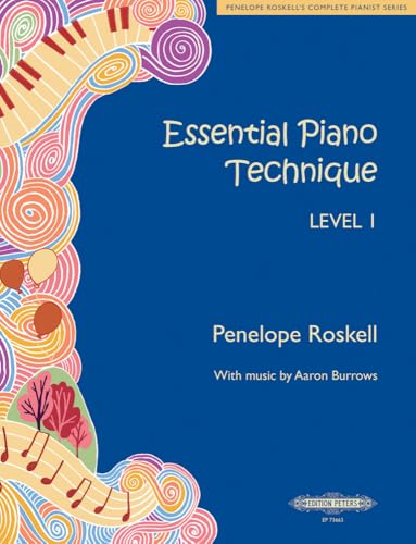 Blue piano technique book cover, “Essential Piano Technique Level 1” title.