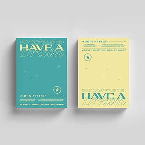 Two AB6ix “Mo Complete : Have A Dream” CD album covers, teal and yellow.