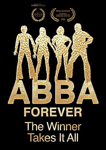Golden silhouettes of ABBA members with the text “Abba Forever”.