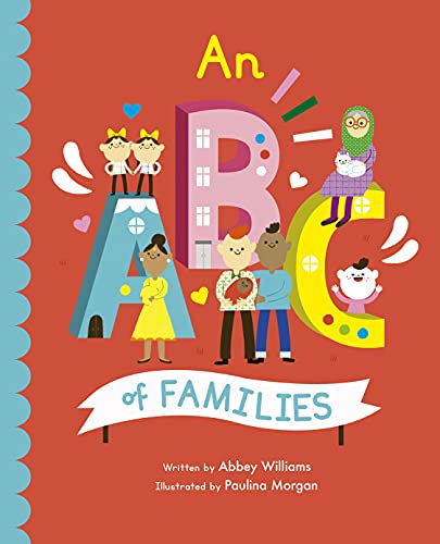 Book cover with the title An ABC of Families featuring diverse cartoon family illustrations.