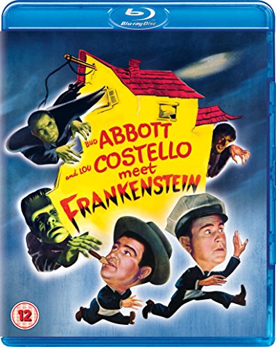 Blu-ray cover art for Abbott and Costello Meet Frankenstein featuring the main cast members.
