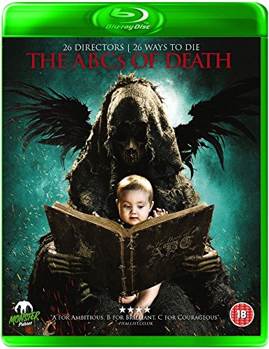 Blu-ray cover featuring a hooded skeletal figure holding a baby reading an open book.