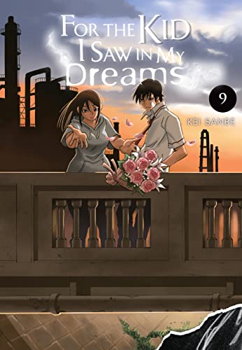 Manga volume 9 cover: two young people with flowers, industrial background.