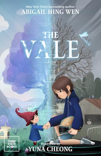 Book cover: two children holding hands near a glowing, fantastical landscape.