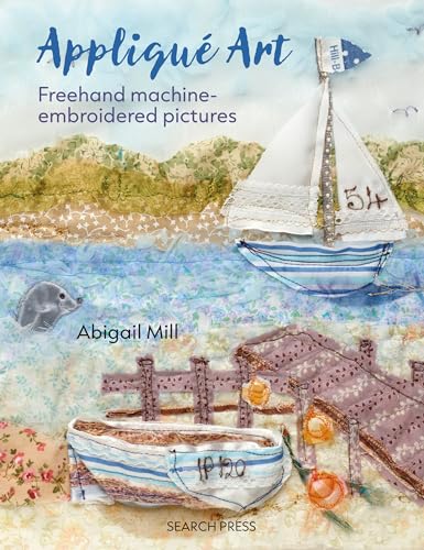 Book cover featuring textile art of a sailboat and coastal scene.