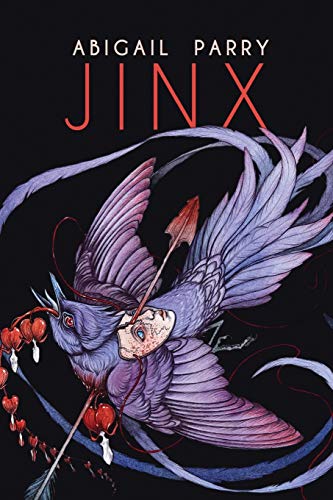 Book cover: “Jinx” depicts a blue bird-headed person with an arrow.