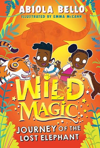 Book cover featuring two children, a tiger, and an otter against an orange background.