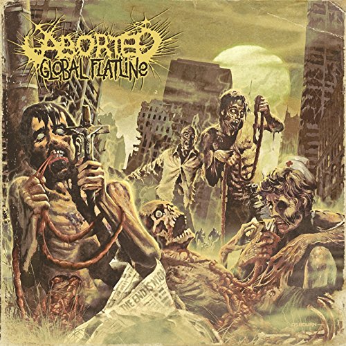 CD cover: "Aborted - Global Flatline" depicts a zombie-filled, apocalyptic scene.