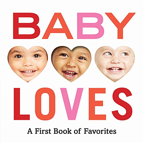 Book cover with smiling baby faces shaped like hearts and bold text.